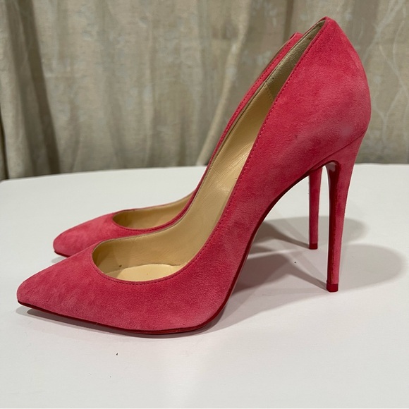 Christian Louboutin | Begonia Suede Pigalle Follies 100 Pumps - Picture 4 of 7